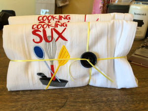 Cooking Sux Embroidered Flour Sack Dish Towel