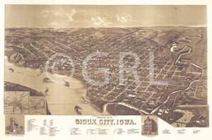 Sioux City Perspective Map Wall Art